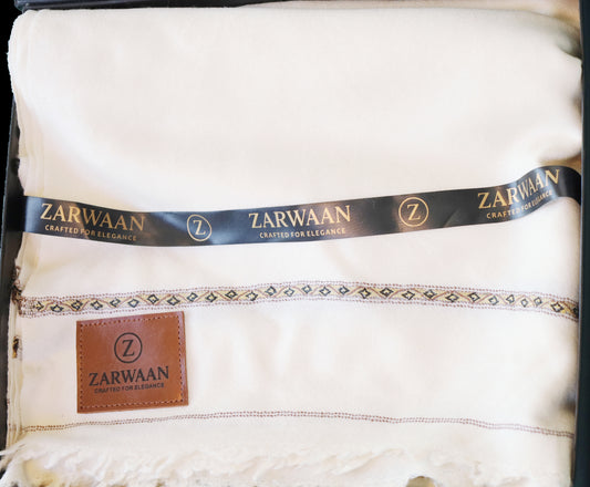 Premium Zarwaan Signature Winter Shawl - Ultra Soft and Light weight - White