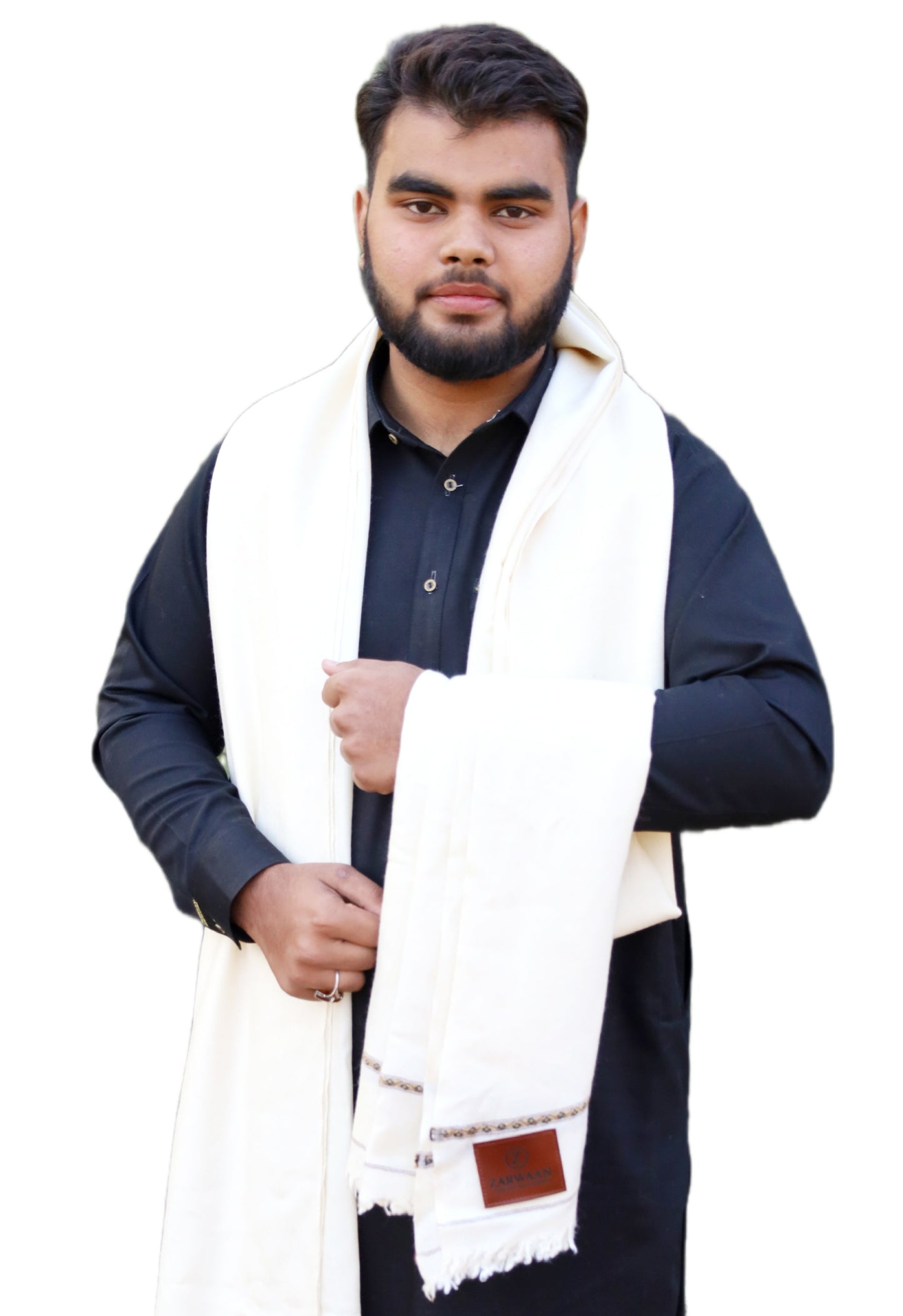 Premium Zarwaan Signature Winter Shawl - Ultra Soft and Light weight - White