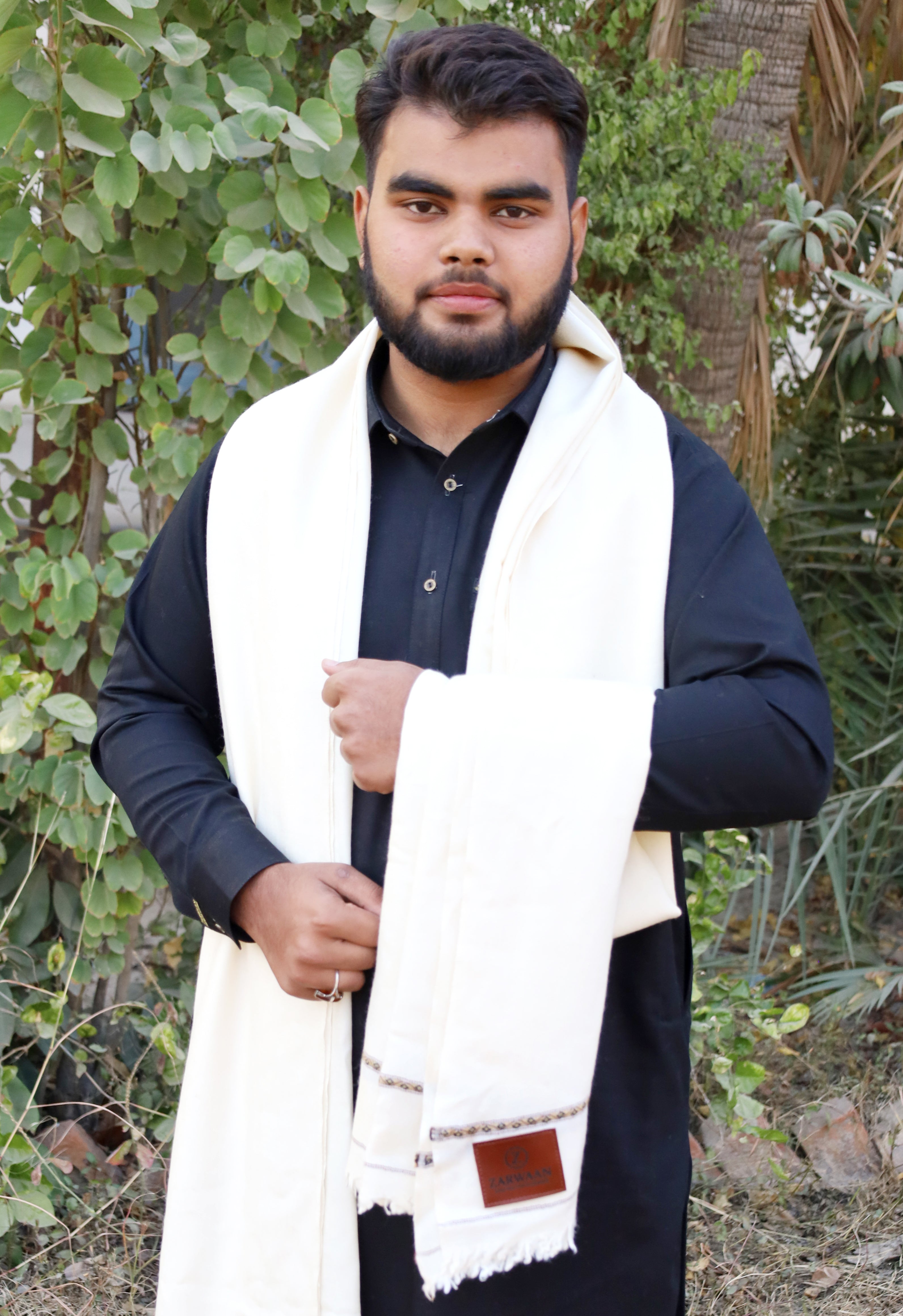 Premium Zarwaan Signature Winter Shawl - Ultra Soft and Light weight - White